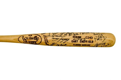 1995 Florida Marlins Team-Signed Bat (45 Signatures including Gary Sheffield and Jeff Conine) 